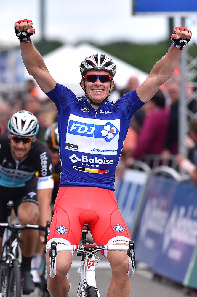 Arnaud Demare wins stage 3 in Belgium.