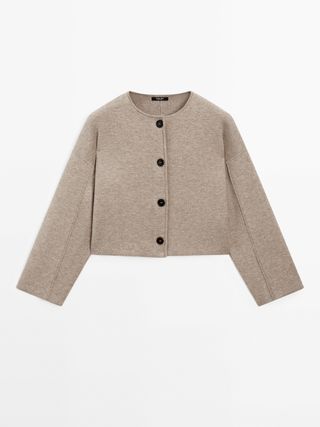 Cropped Knit Jacket With Buttons