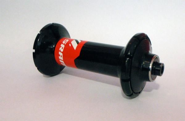 An intact front hub from SRAM's S series of aluminium wheels