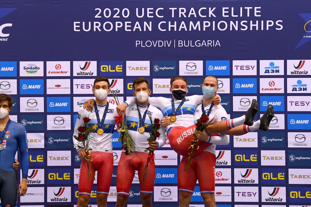 2020 UEC Track European Championships Plovdiv 2nd Day 12112020 Men Team Pursuit Russian Federation photo Dario BelingheriBettiniPhoto2020