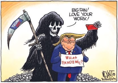 Political Cartoon U.S. Trump COVID death