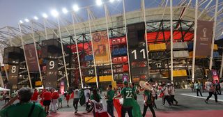 General view outside the stadium prior to the FIFA World Cup Qatar 2022 Group C match between Mexico and Poland at Stadium 974 on November 22, 2022 in Doha, Qatar.