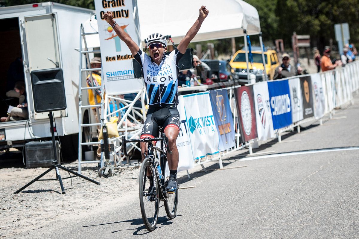 Jhonatan Narvaez (Axeon&ndash;Hagens Berman) takes the win on the Gila Monster stage