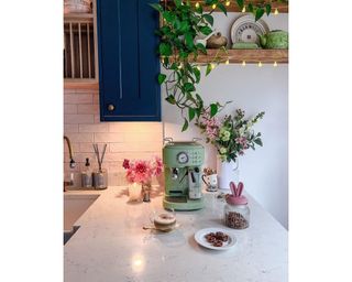 Fairy lights in kitchen