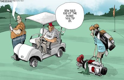 Political cartoon U.S. Trump tax plan middle class