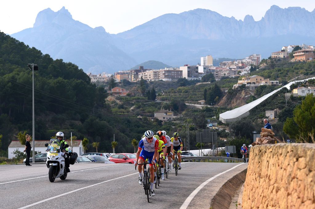 ALTO DE LAS ANTENAS DEL MAIGMO TIBI ALICANTE SPAIN FEBRUARY 04 Lars Van Den Berg of Netherlands and Team Groupama FDJ leads The Breakaway during the 73rd Volta A La Comunitat Valenciana 2022 Stage 3 a 1551km stage from Alicante to Alto De Las Antenas Del Maigmo Tibi 1080m VCV2022 on February 04 2022 in Alicante Spain Photo by Dario BelingheriGetty Images