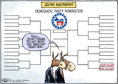 Political cartoon U.S. 2016 Democrats Clinton sports