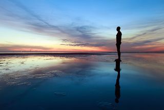 Antony Gormley's exhibition 'Another Place', Crosby Beach, near Liverpool.