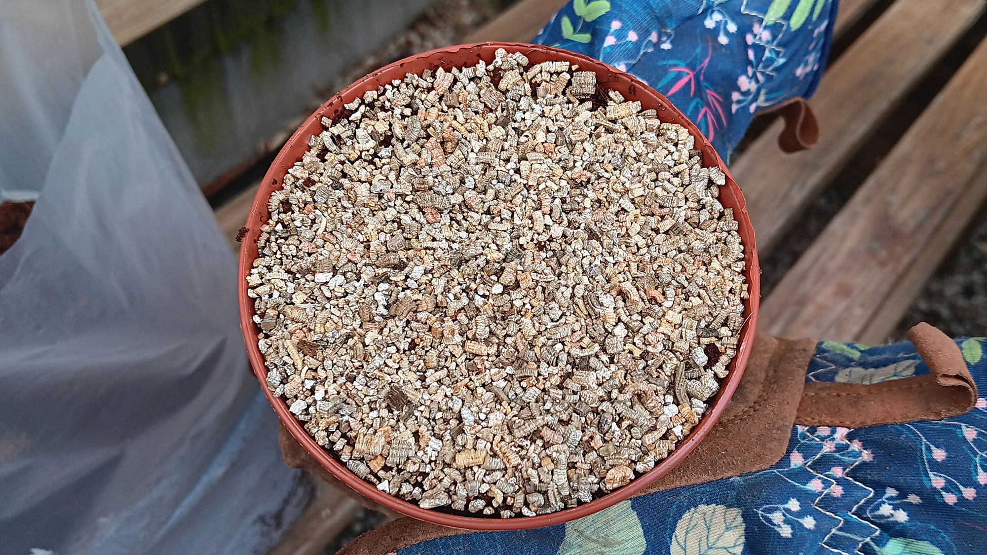 Vermiculite on coconut compost