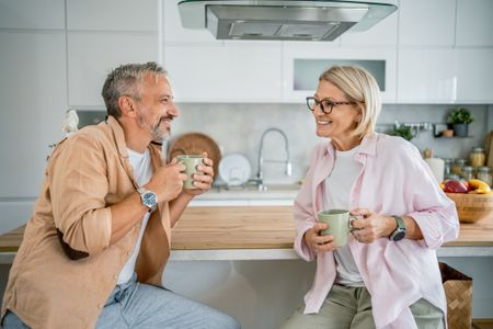 older couple in a high-end kitchen