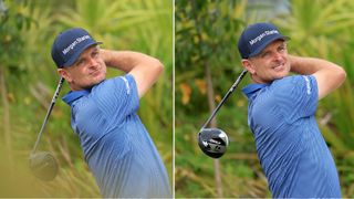 Justin Rose hitting two different drivers