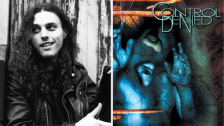 A photo of Chuck Schuldiner in 1995, next to the front cover of The Fragile Art Of Existence by Control Denied