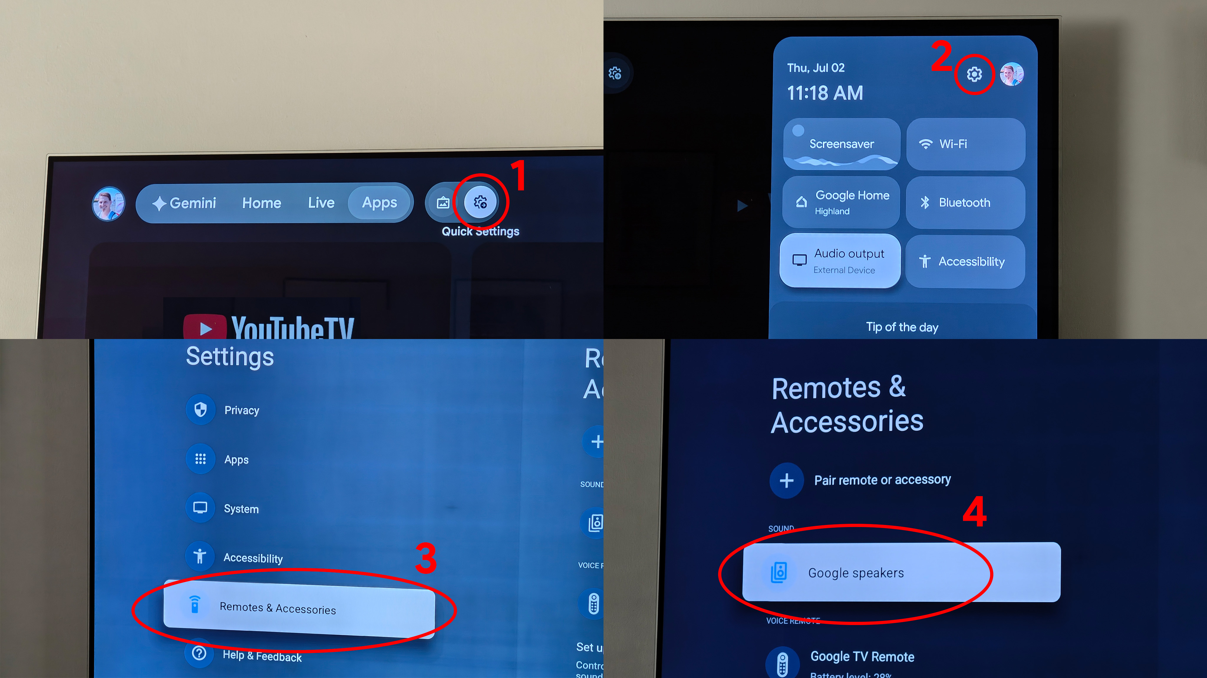 How to adjust the audio latency on a Google Home Speaker that's paired with a Google TV Streamer