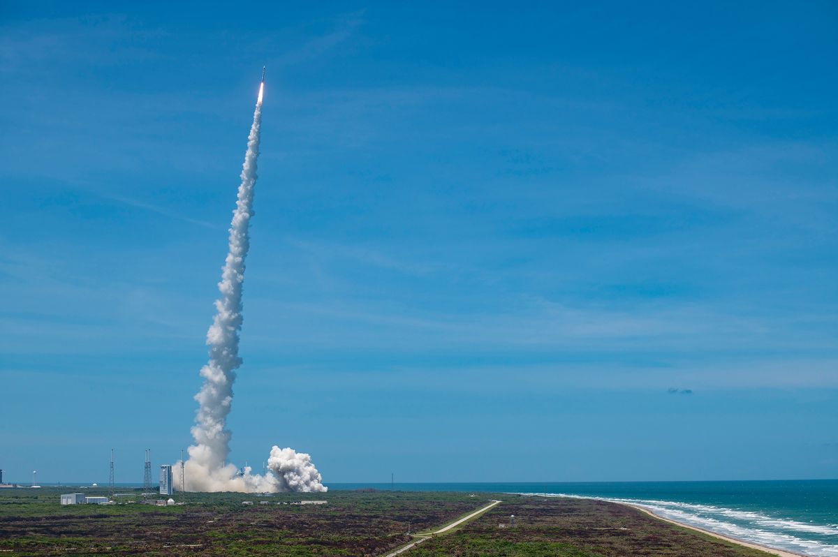 An Atlas V rocket carrying a missile-warning satellite lifted off from Cape Canaveral Space Force Station in Florida on May 18, 2021. 