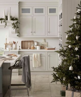 White kitchen with festive decor
