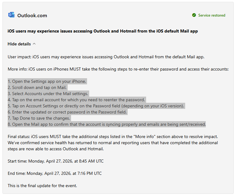 Microsoft outage 4-28-26