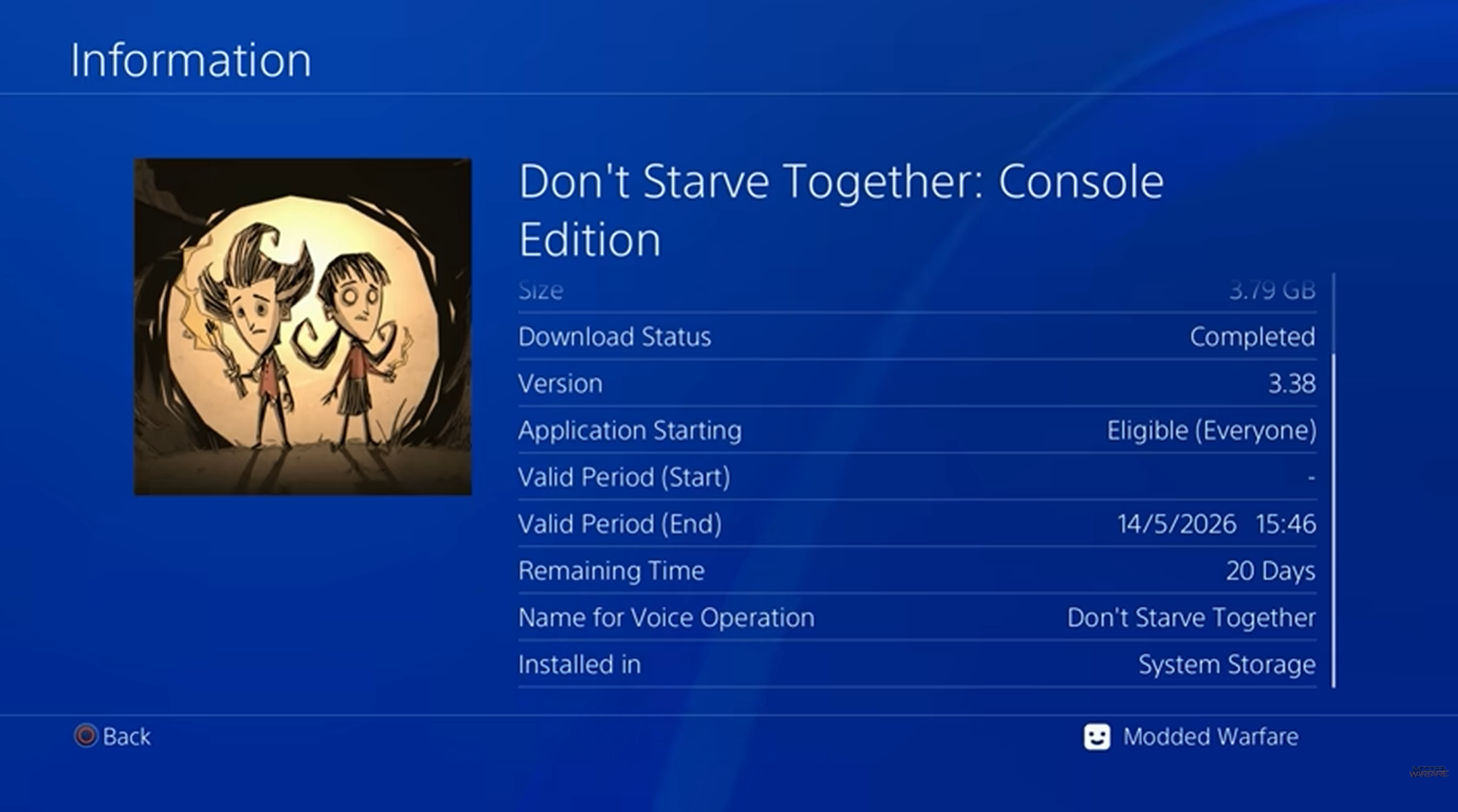 ps4 game with validity period timer