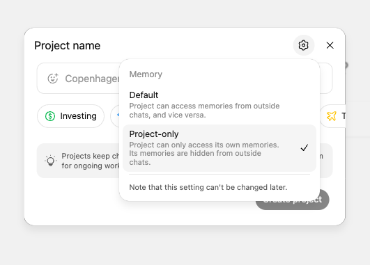 ChatGPT Projects screenshot
