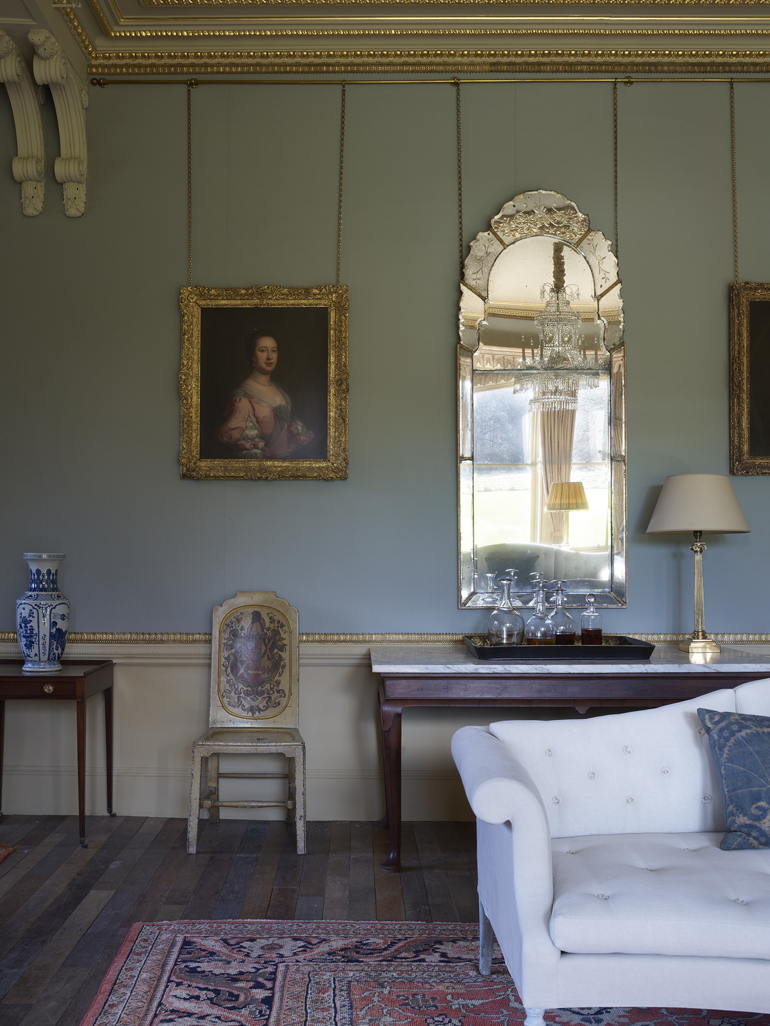 Focal point: the Elspeth mirror, £20,160, from Jamb, steals the show in this drawing room