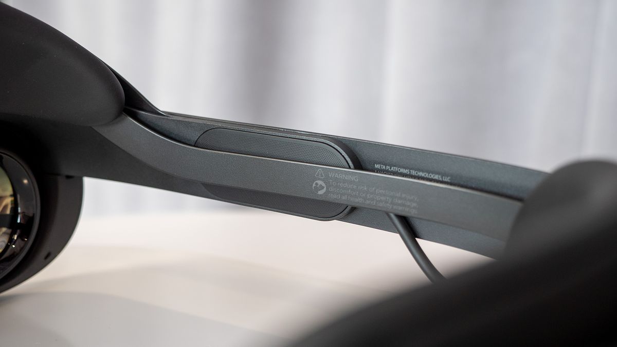 The speakers and inner strap of the head strap on the Meta Quest Pro
