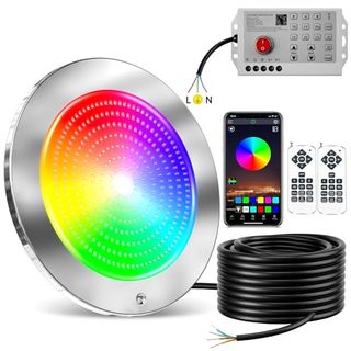 Pocare Led Pool Lights for Inground Pool With 3 Control Way (app/remote/manual Controller), 54w 10 Inch Color Changing Underwater Swimming Pool Light for 10" Large Wet Niches - 50ft