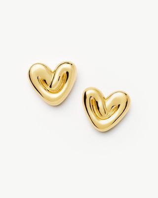 Puffy Heart Oversized Stud Earrings |18k Gold Plated