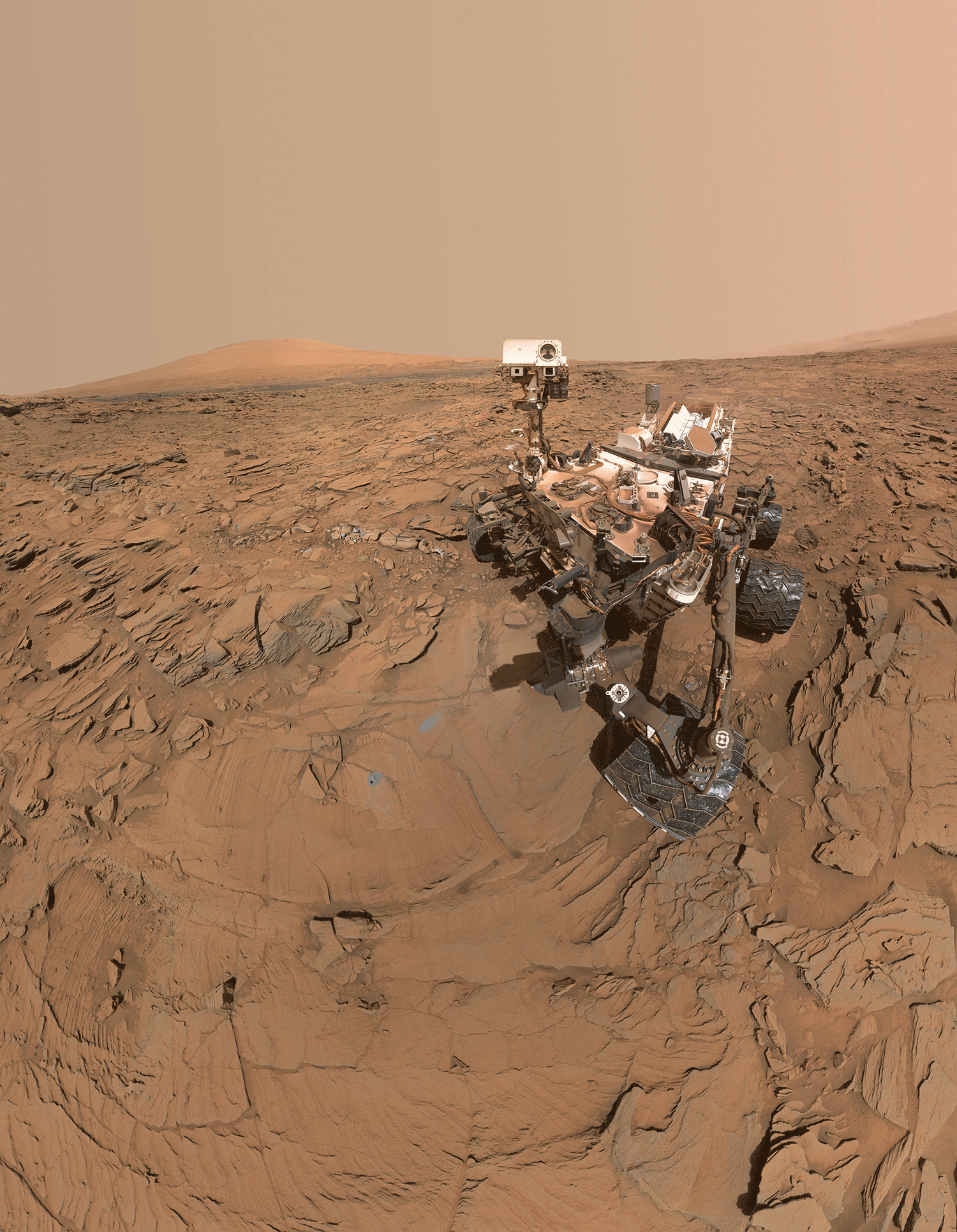 GIF of Mars Rover Curiosity at Okoruso Drill Site