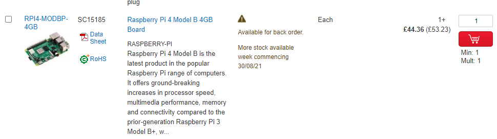 Raspberry Pi 4 Stock