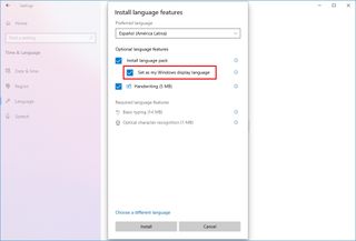 Windows 10 set new language as default