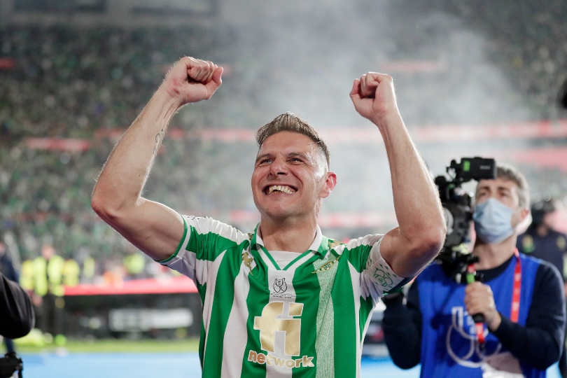 Joaquin celebrates Real Betis' Copa del Rey win over Valencia.