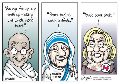 Political cartoon U.S. Ghandi Mother Teresa Hillary Clinton 2020 civility