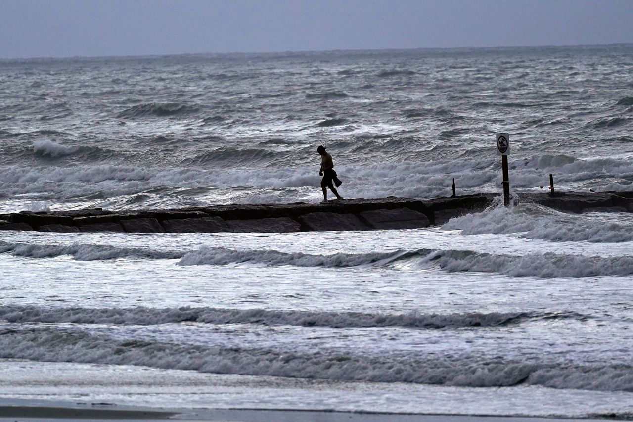 Heavy surf in Galveston, Texas.