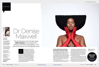 Image of first two pages of interview with photographer Denise Maxwell, Digital Camera magazine February 2024