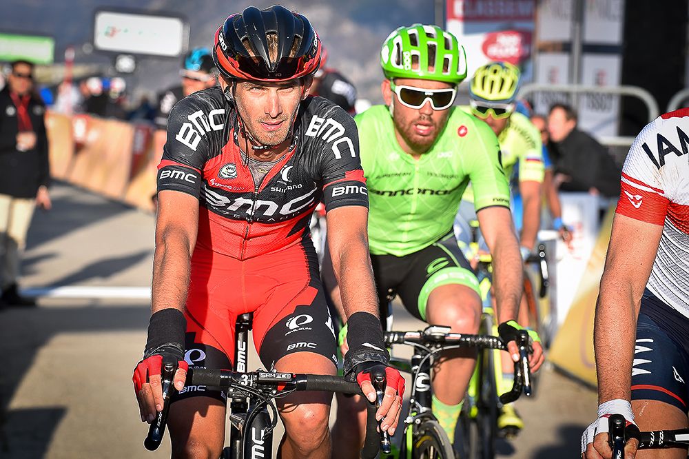 Peter Velits (BMC) arrives at the stage 6 finish.