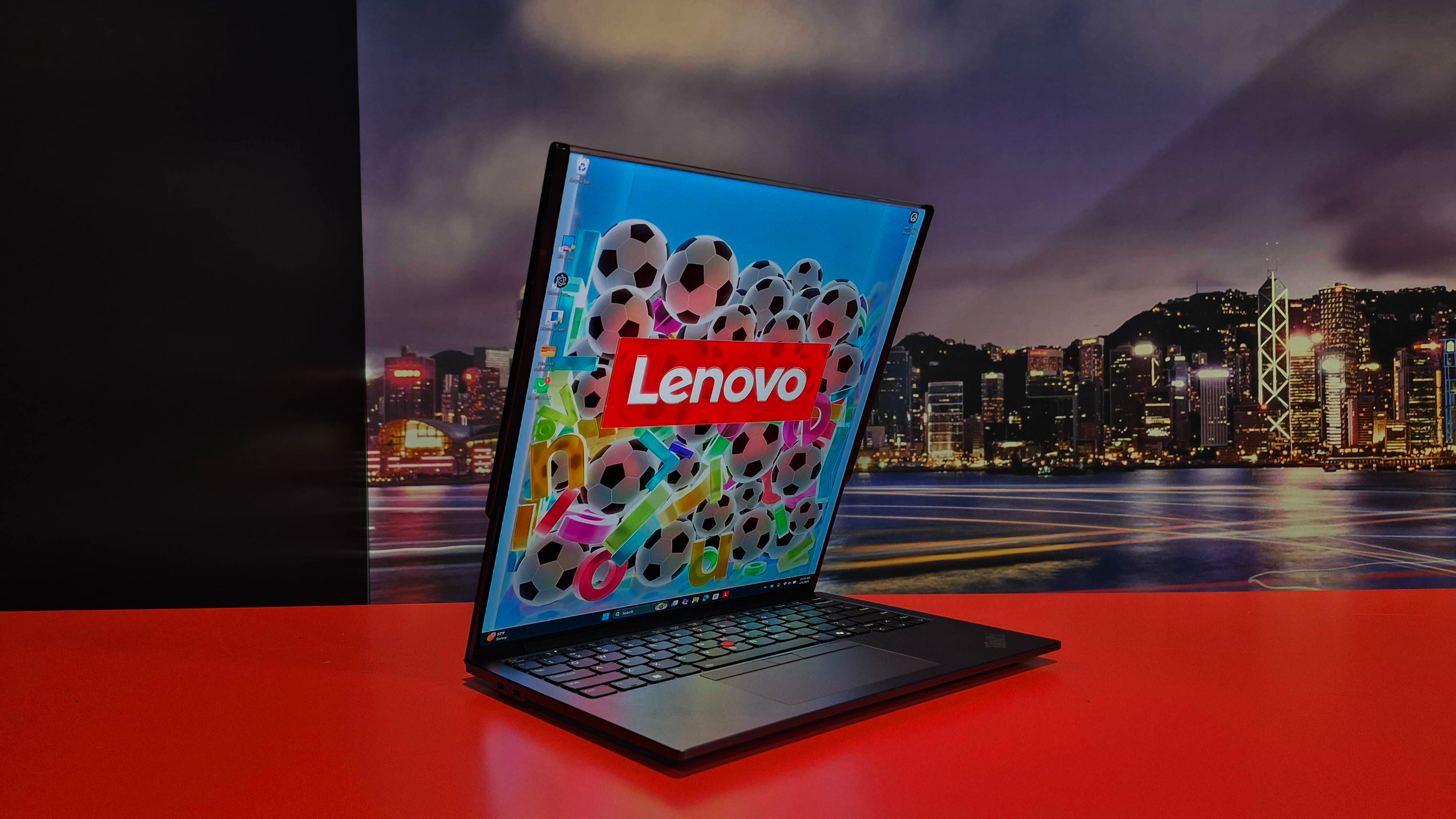 The Lenovo ThinkPad XD concept laptop on display at CES 2026