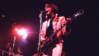 Creedence Clearwater Revival perform on stage, London, 1970, L-R Stu Cook, Doug Clifford, John Fogerty.