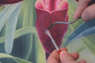 Painting the details of an orchid