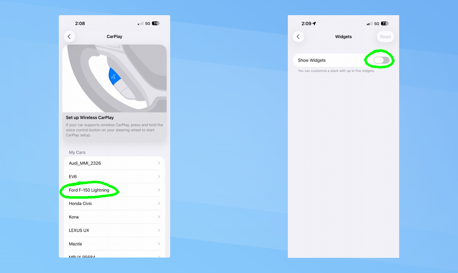 iOS 26 CarPlay Widgets screenshots.