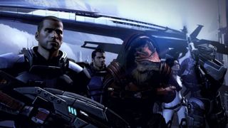 Shepard and the gang pose dramatically