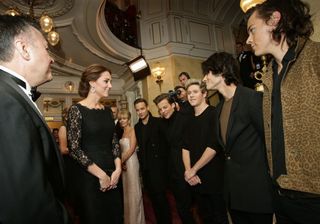 Kate Middleton meeting One Direction at the Royal Variety Performance