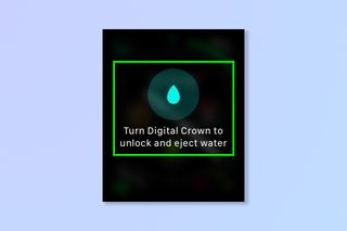 A screenshot showing the steps required to eject water from an Apple Watch
