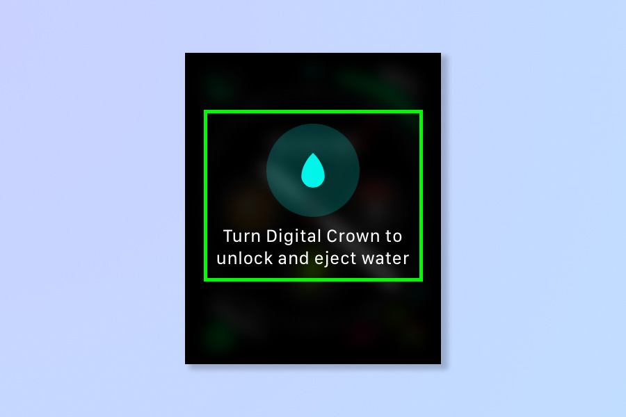 A screenshot showing the steps involved in ejecting water from an Apple Watch