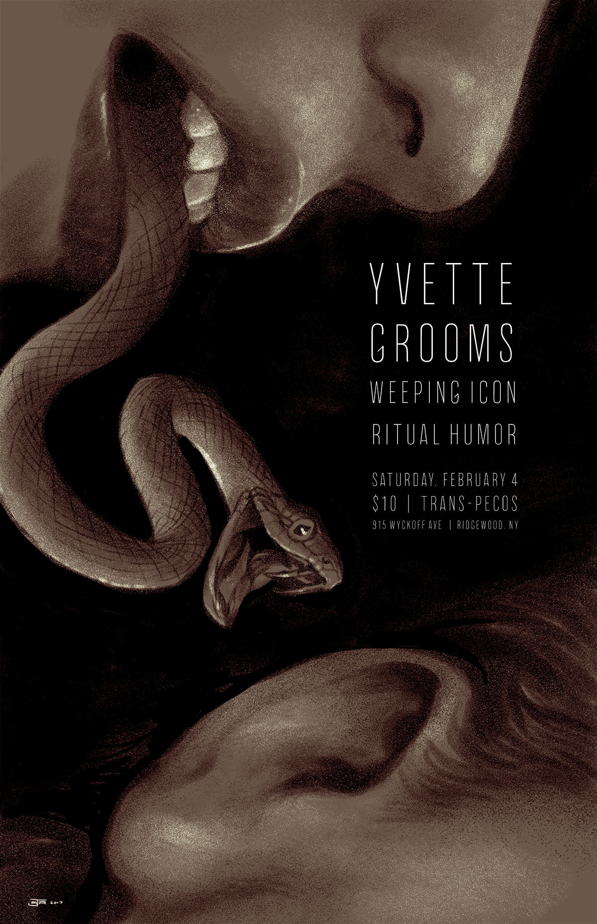 Adam Roselund creates illustrations – such as this gig poster – in his free time
