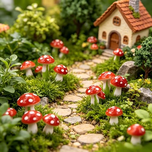 Mushroom Decor Fairy Garden Accessories, 100pcs | Fake Mushrooms, Mini