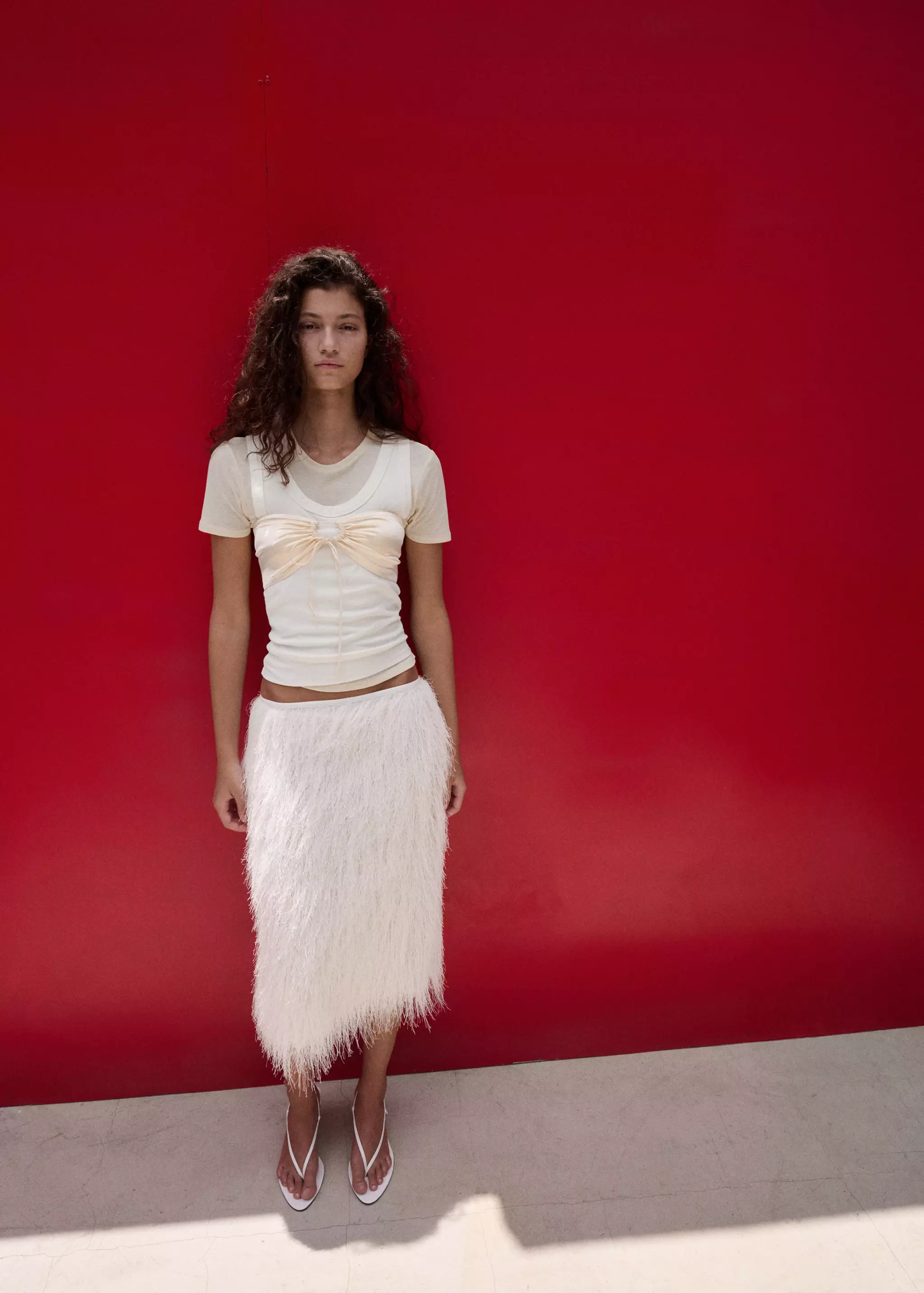 Midi Skirt With Textured Yarn - Women | Mango United Kingdom