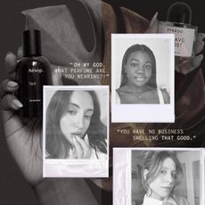 Photo collage of WWW editor selfies, perfumes, and fragrance compliments 