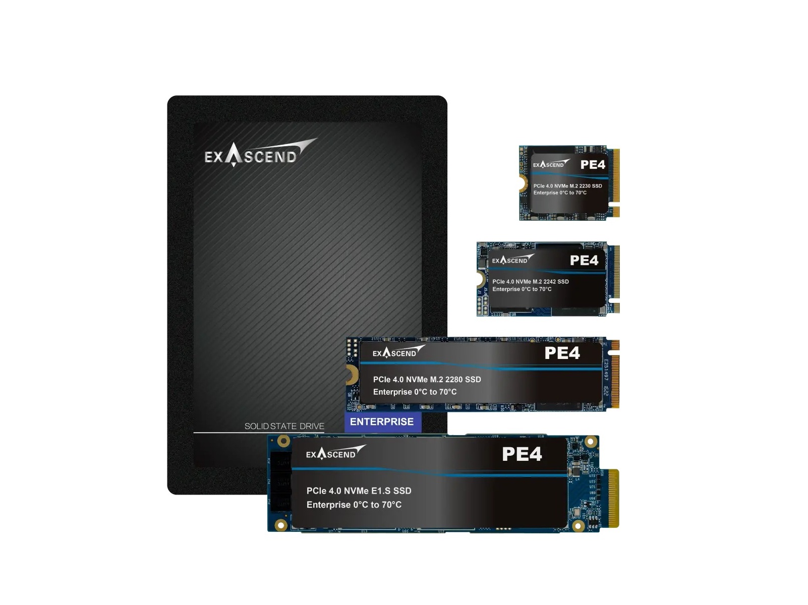 Product image of the Exascend PE4 Series SSDs