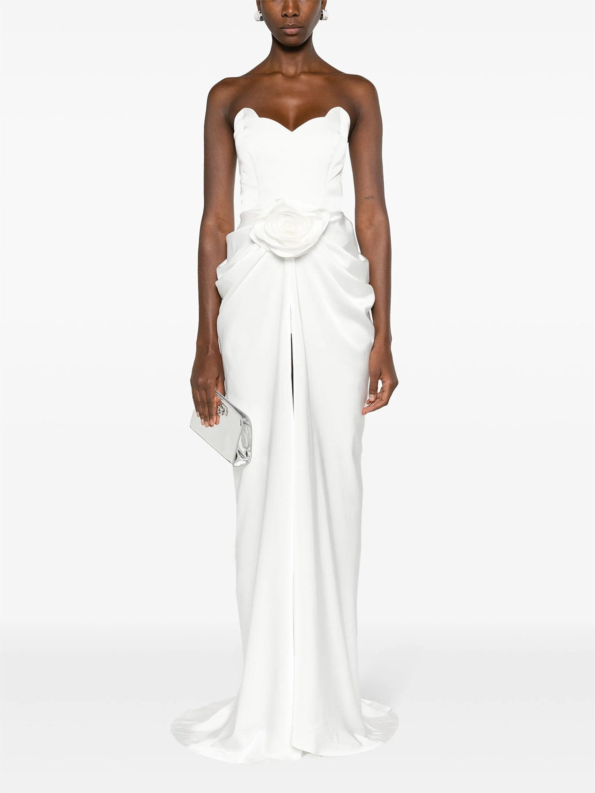 Ana Radu Floral-Appliqué Draped Gown | Xs