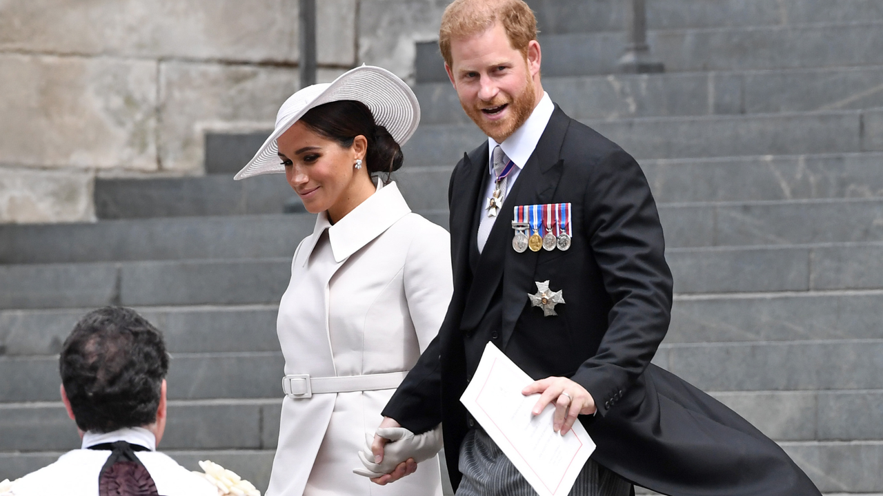 Meghan, Duchess of Sussex and Prince Harry, Duke of Sussex depart the National Service of Thanksgiving at St Paul&#039;s Cathedral on June 03, 2022 in London, England. The Platinum Jubilee of Elizabeth II is being celebrated from June 2 to June 5, 2022, in the UK and Commonwealth to mark the 70th anniversary of the accession of Queen Elizabeth II on 6 February 1952.