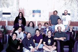 The Irrational team, pictured during development. Levine is back-right, in the grey t-shirt, Chey is bottom-left, in the white shirt.